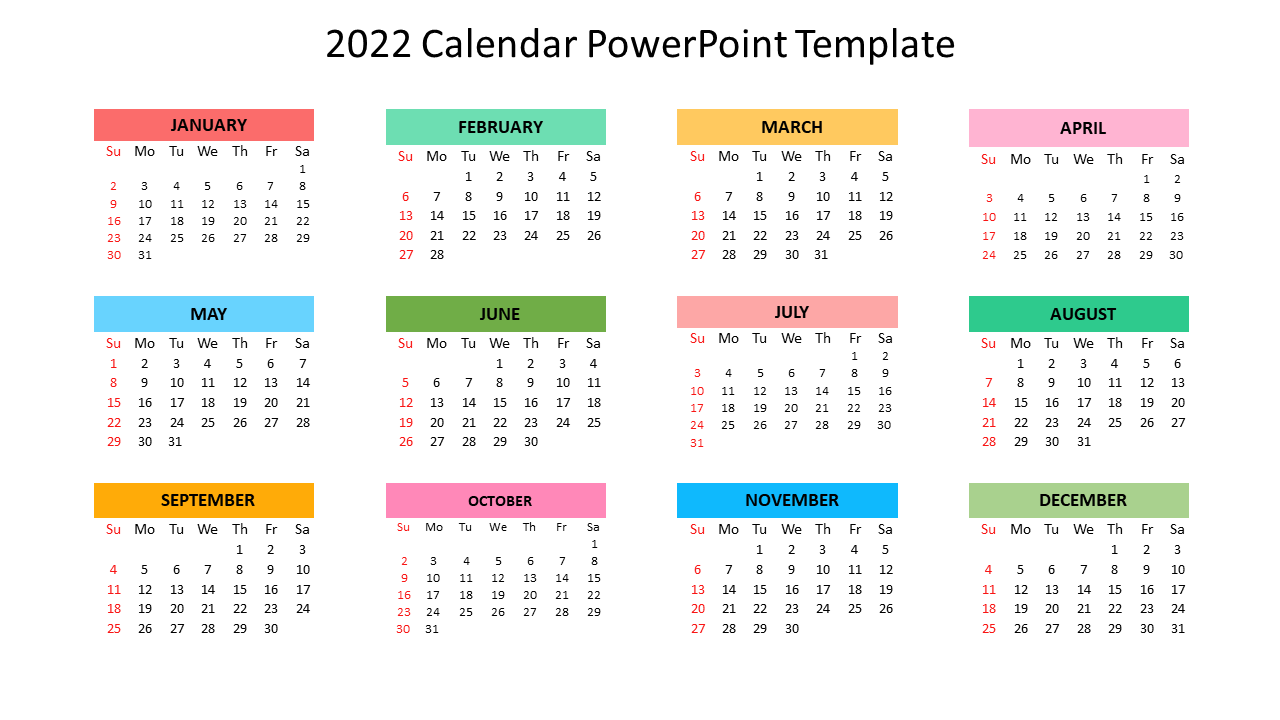 Elegant 2022 Calendar PowerPoint Template For Presentation
